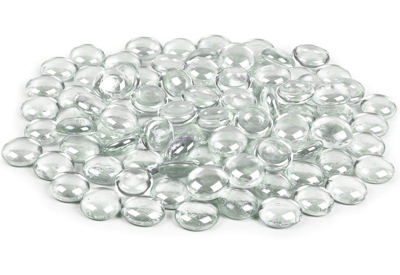 Galashield Glass Flat Clear Marbles Glass Pebbles Gems for Vase Fillers Stones Rocks (1 lb Bag / 100 Stones) - Image 1